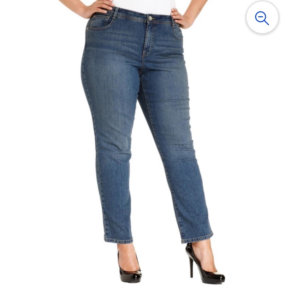 Macy’s Style & Co Mid Rise Tummy Control Waist, Slim Leg Blue Denim Jeans